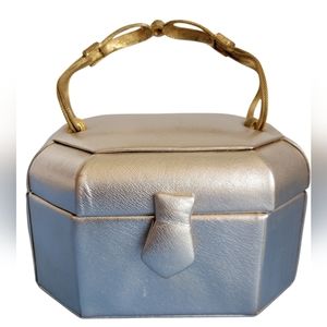 Rose Gold Greta Original Vintage Purse Handbag With Metal Handle.